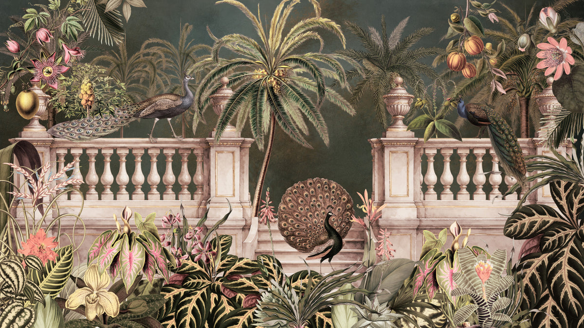Majestic Peacock Regency Garden Wall Mural in your room