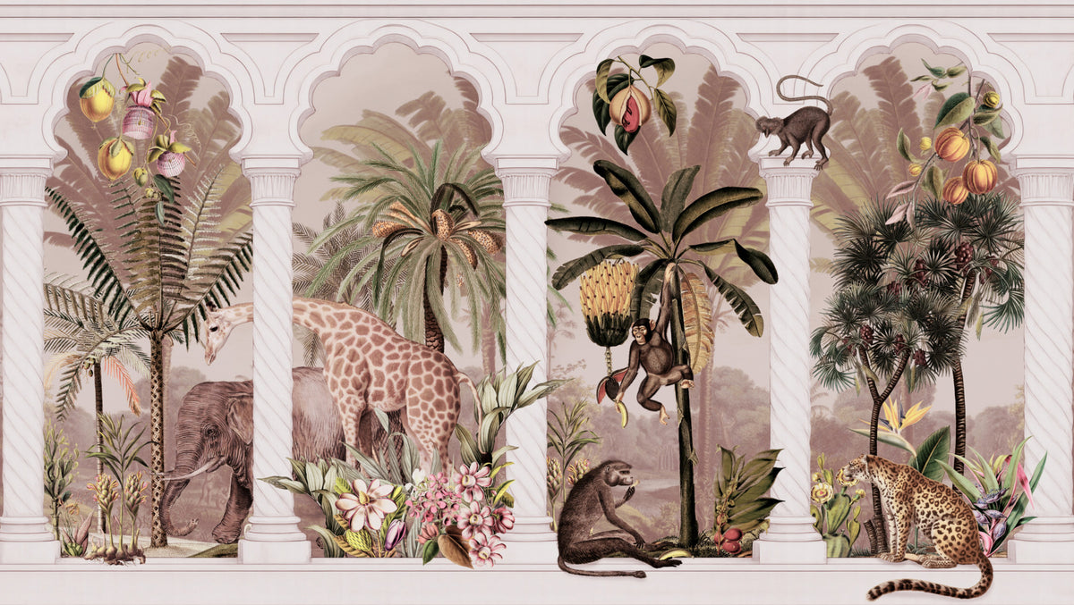 Mughal Colonnade Safari Jungle Wall Mural in your room