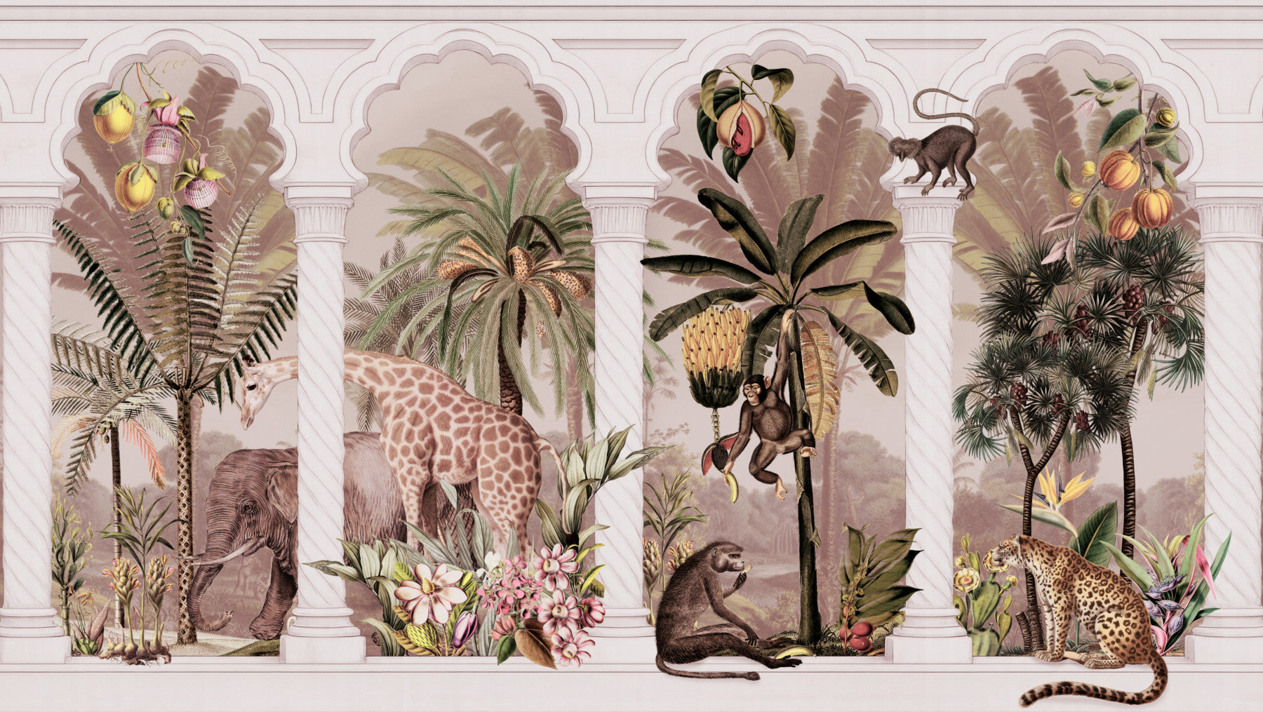 Mughal Colonnade Safari Jungle Wall Mural