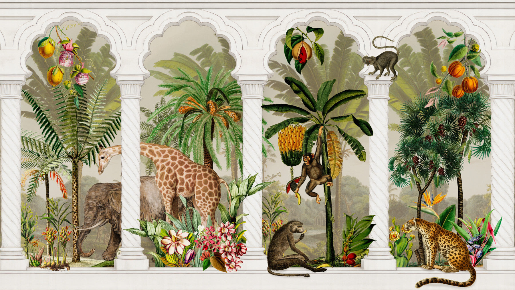 Imperial Vintage Archway Tropical Safari Wall Mural