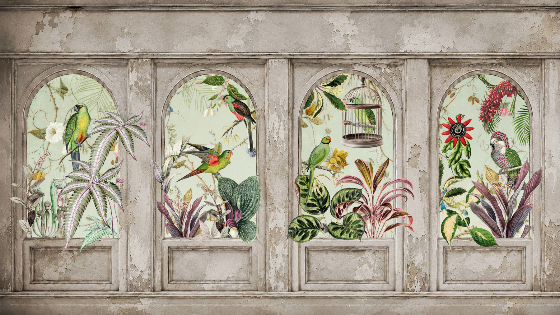 Exotic Aviary Archway Wall Mural Wall Mural