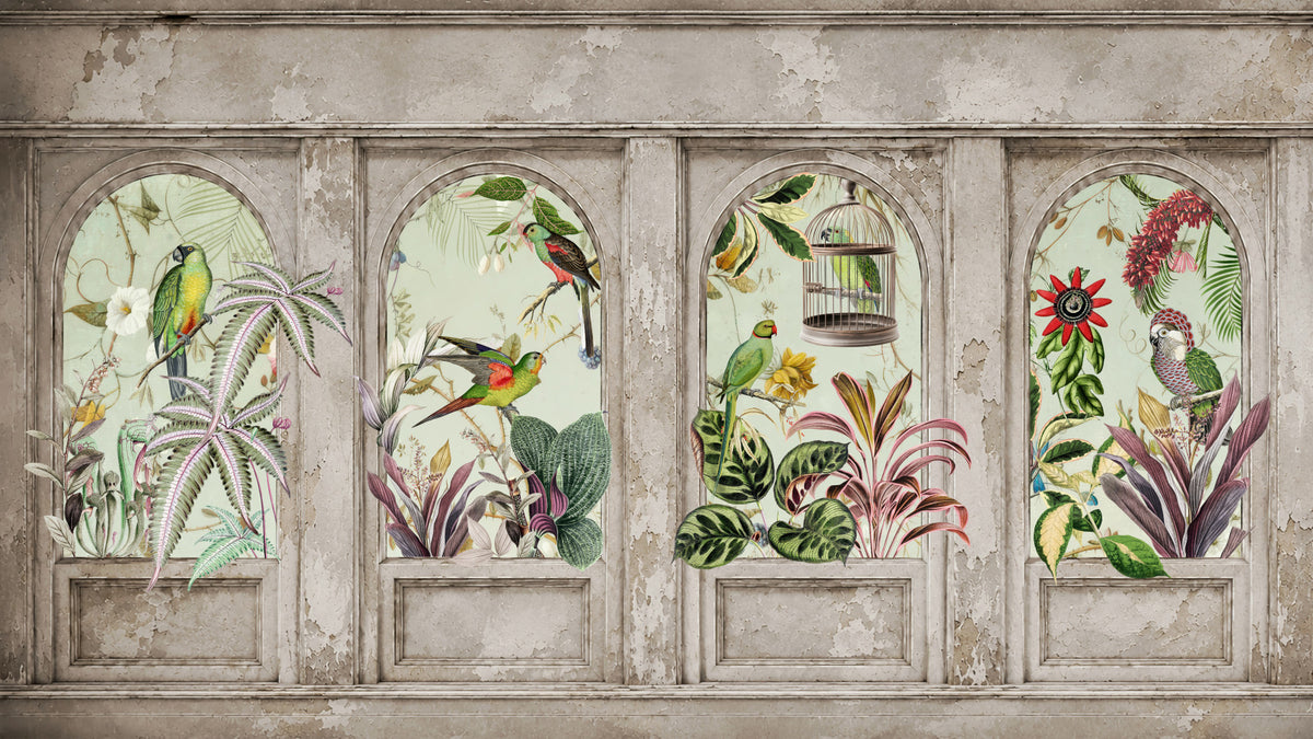 Exotic Aviary Archway Wall Mural in your room
