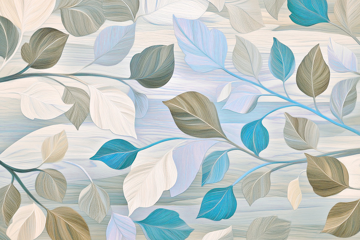 Whispering Leaves Pastel Botanical Wall Mural in your room