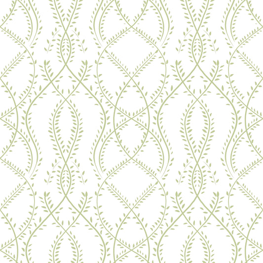 Sage Green Intertwined Botanical Vines Wallpaper⁠