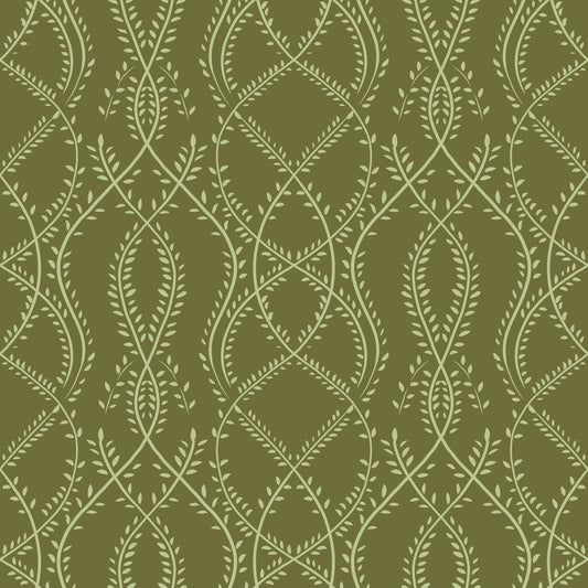 Olive Interlaced Vine Botanical Wallpaper⁠