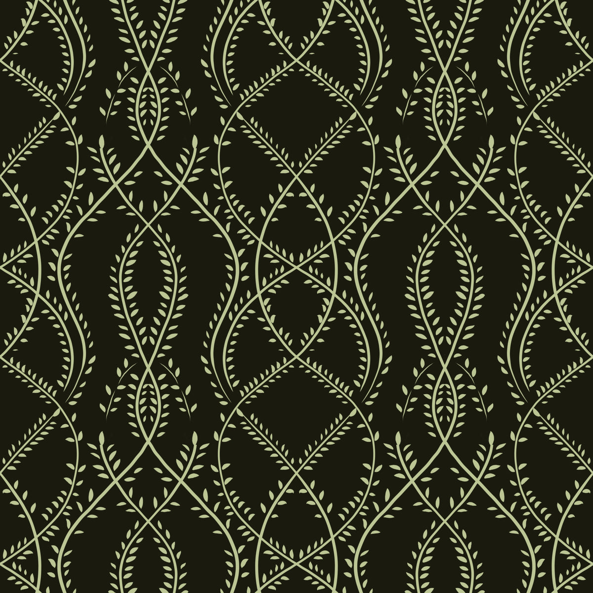 Midnight Sage Interlocking Vine Wallpaper⁠ in your room — zoomed