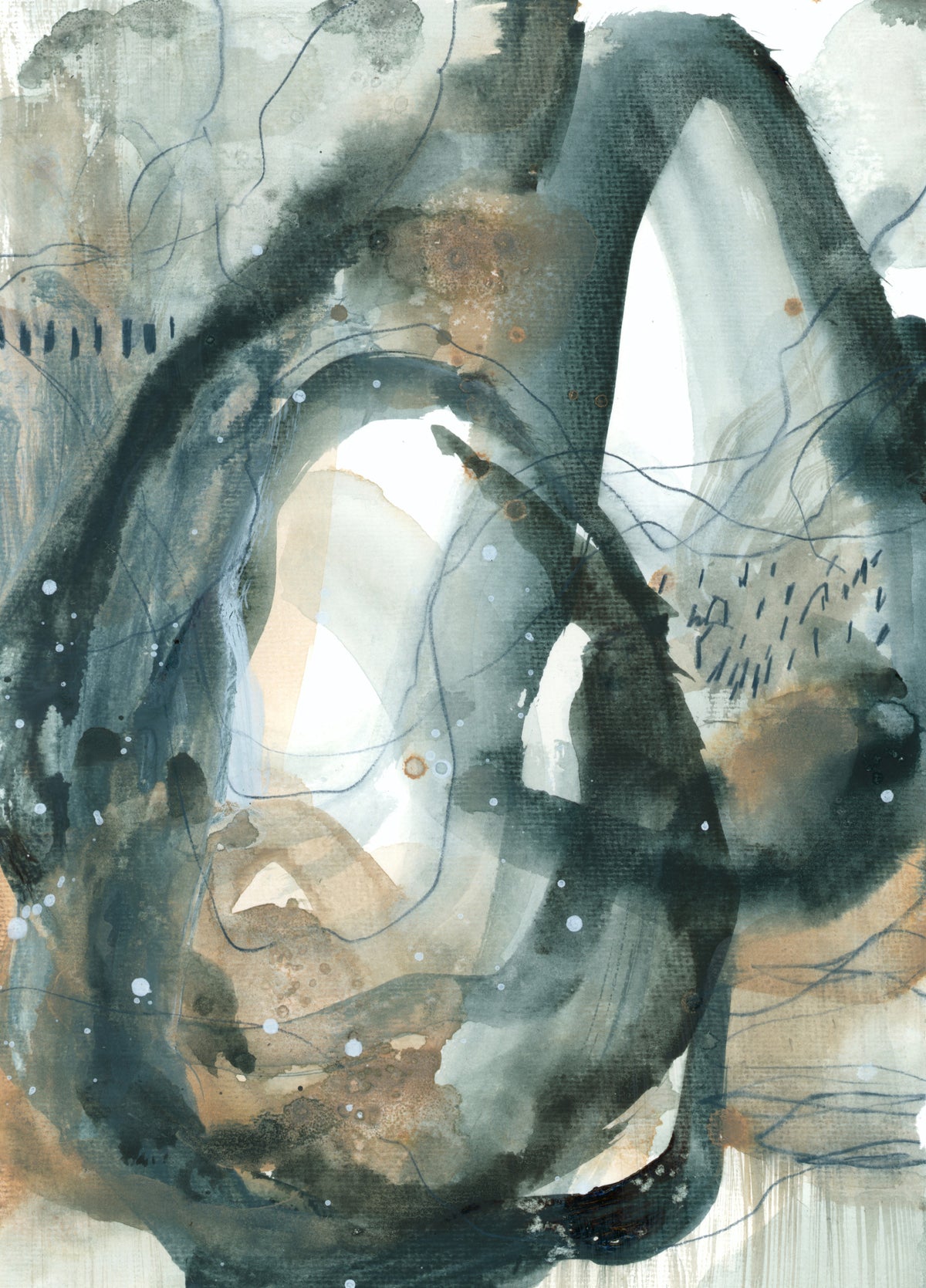 Ethereal Earth Fluid Abstract Watercolor Wall Mural in your room — zoomed