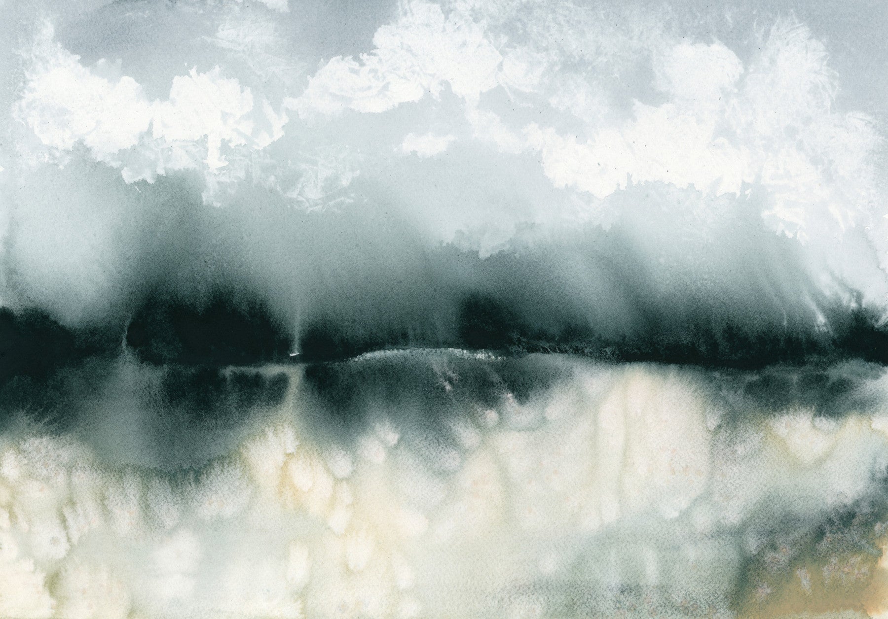 Serene Waterside Mist Abstract Wall Mural