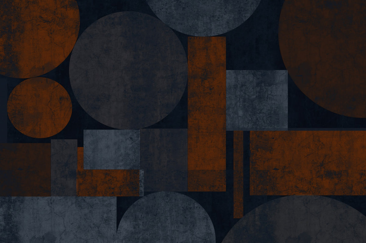 Industrial Rust and Charcoal Geometric Wall Mural