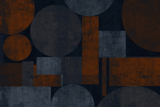 Industrial Rust and Charcoal Geometric Wall Mural