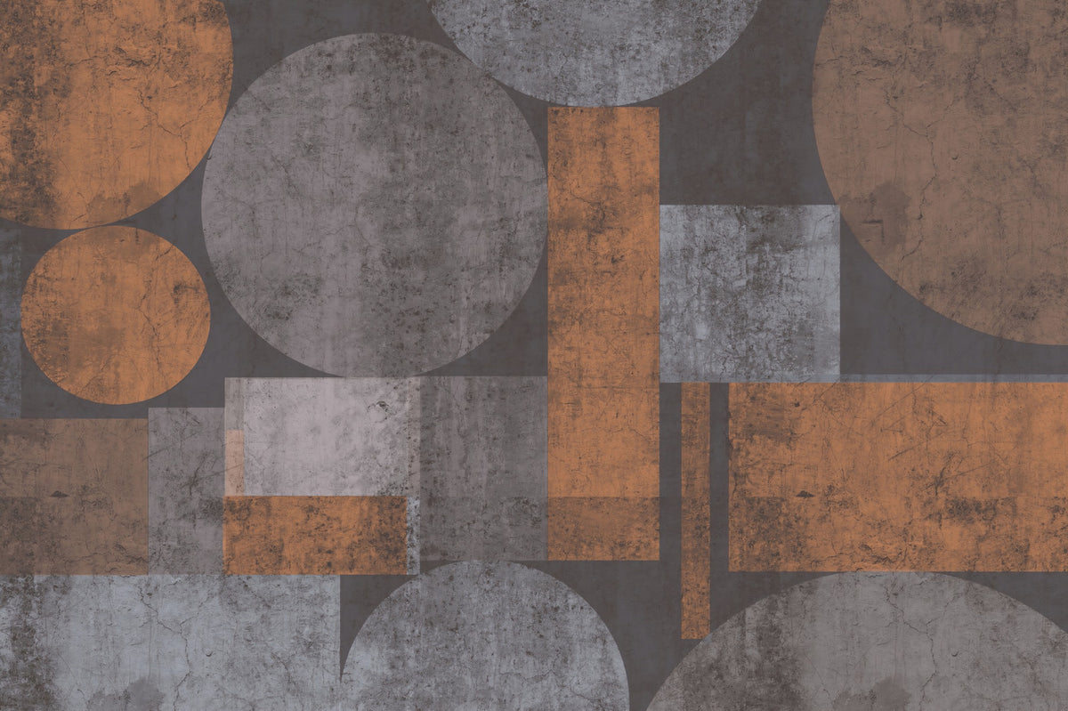Brutalist Shapes Textured Abstract Wall Mural in your room — zoomed