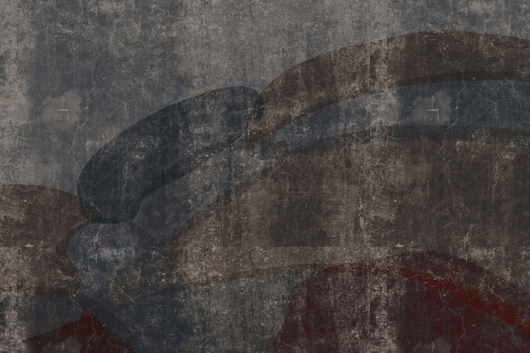Rustic curvilinear wall mural setting a moody tone in an open dining room, GD10869
