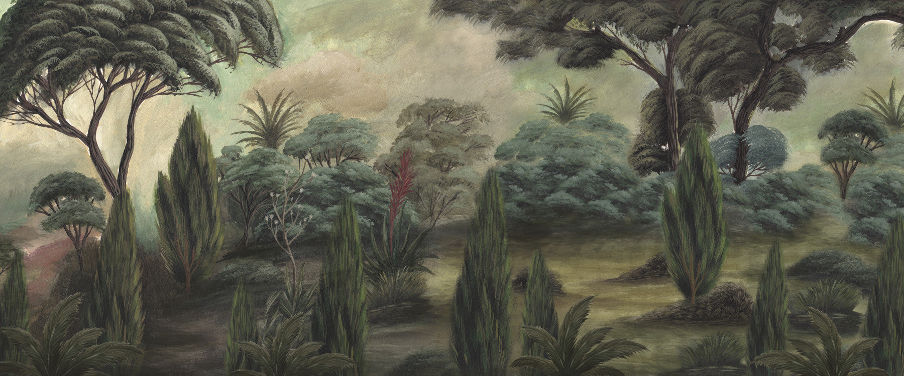 Misty Mediterranean Forest Wall Mural