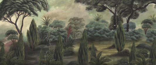 Misty Mediterranean Forest Wall Mural