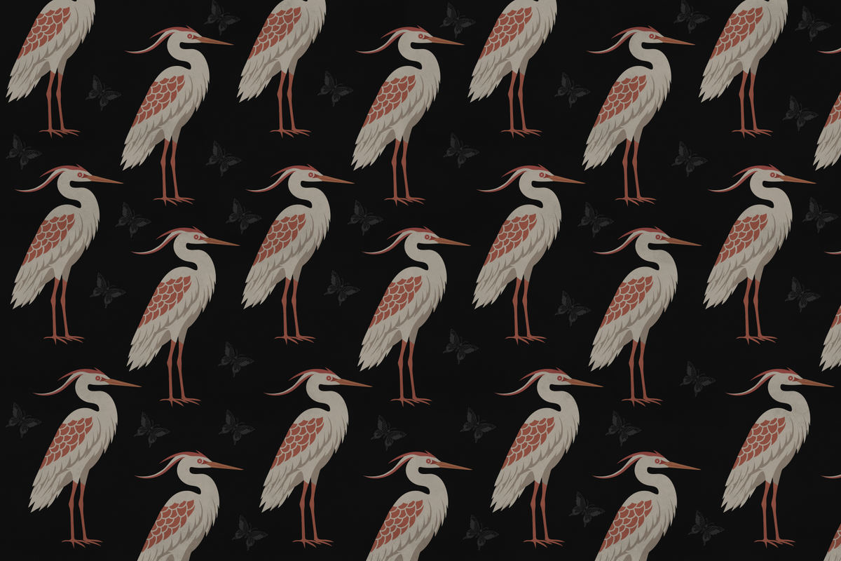 Muted Herons at Night Wall Mural in your room
