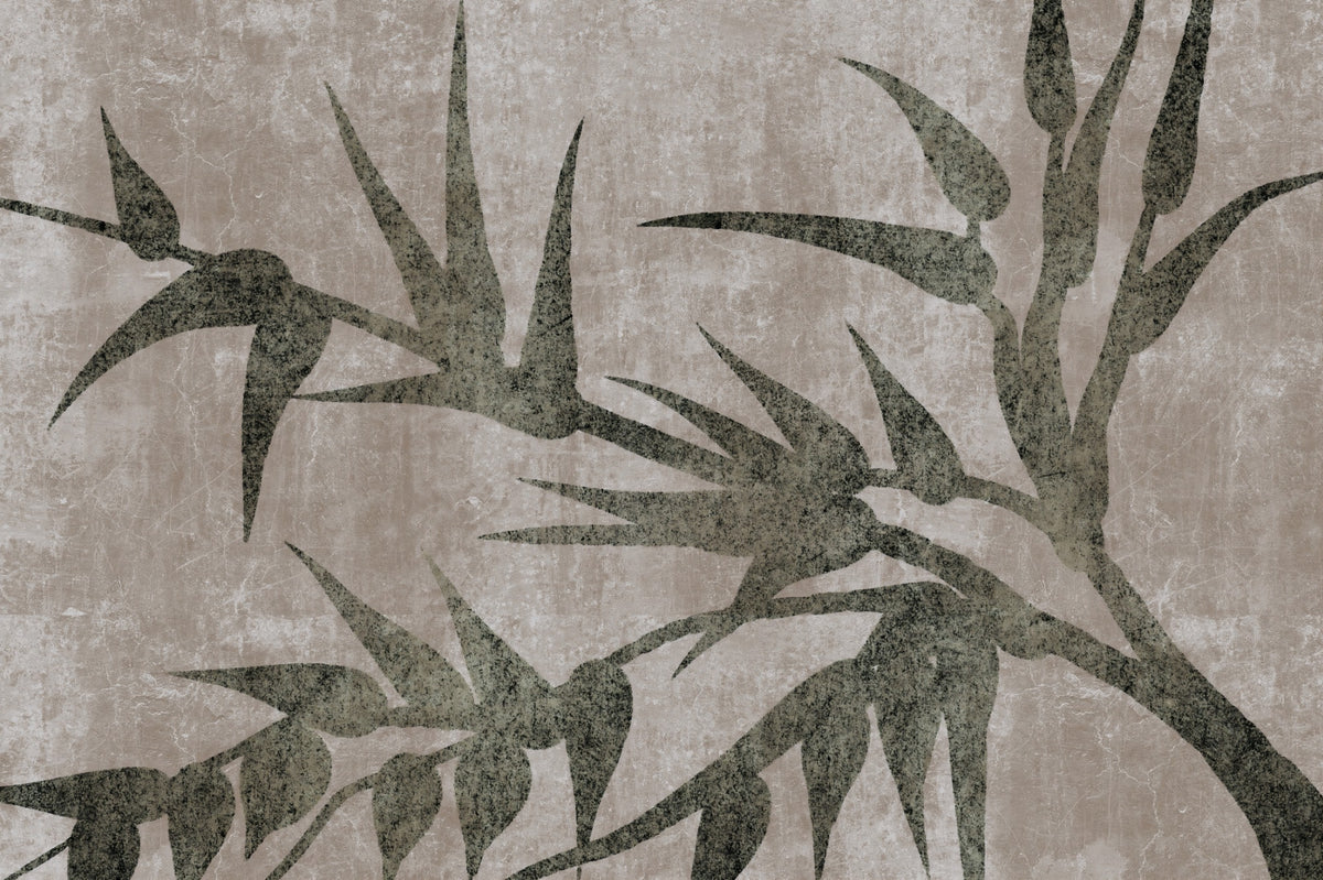 Rustic Moss Green Bamboo Wall Mural in your room