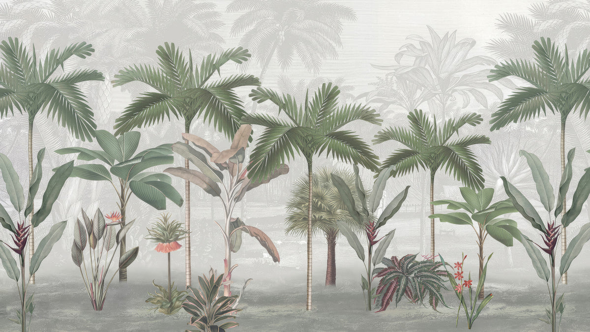 Vintage Tropical Botanical Wall Mural in your room