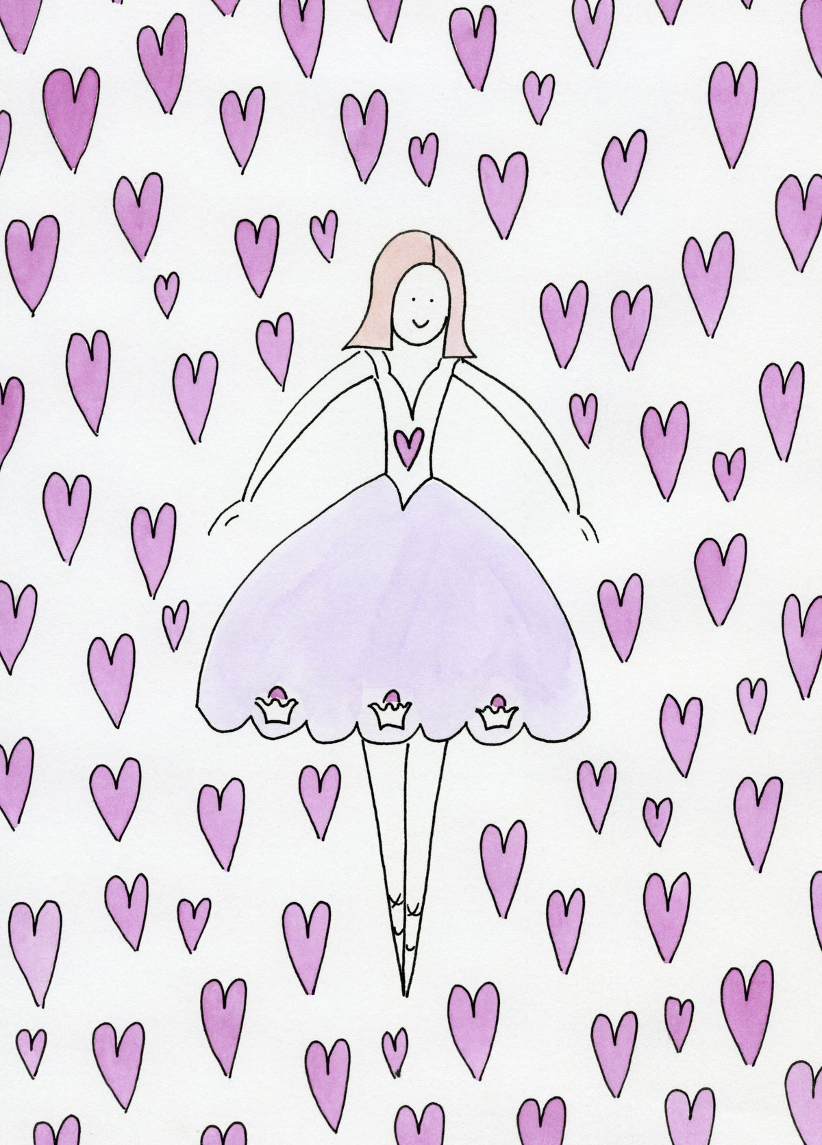 Sweet Ballerina and Pink Hearts Whimsical Wallpaper Wall Mural in your room