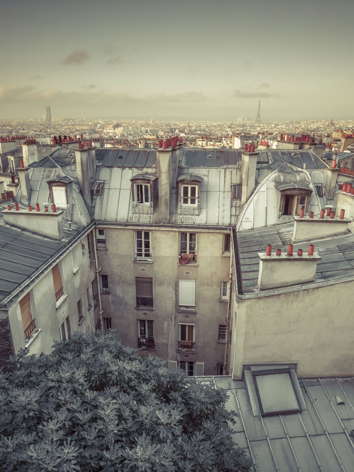 Vintage Paris Skyline Aerial View Wall Mural in your room
