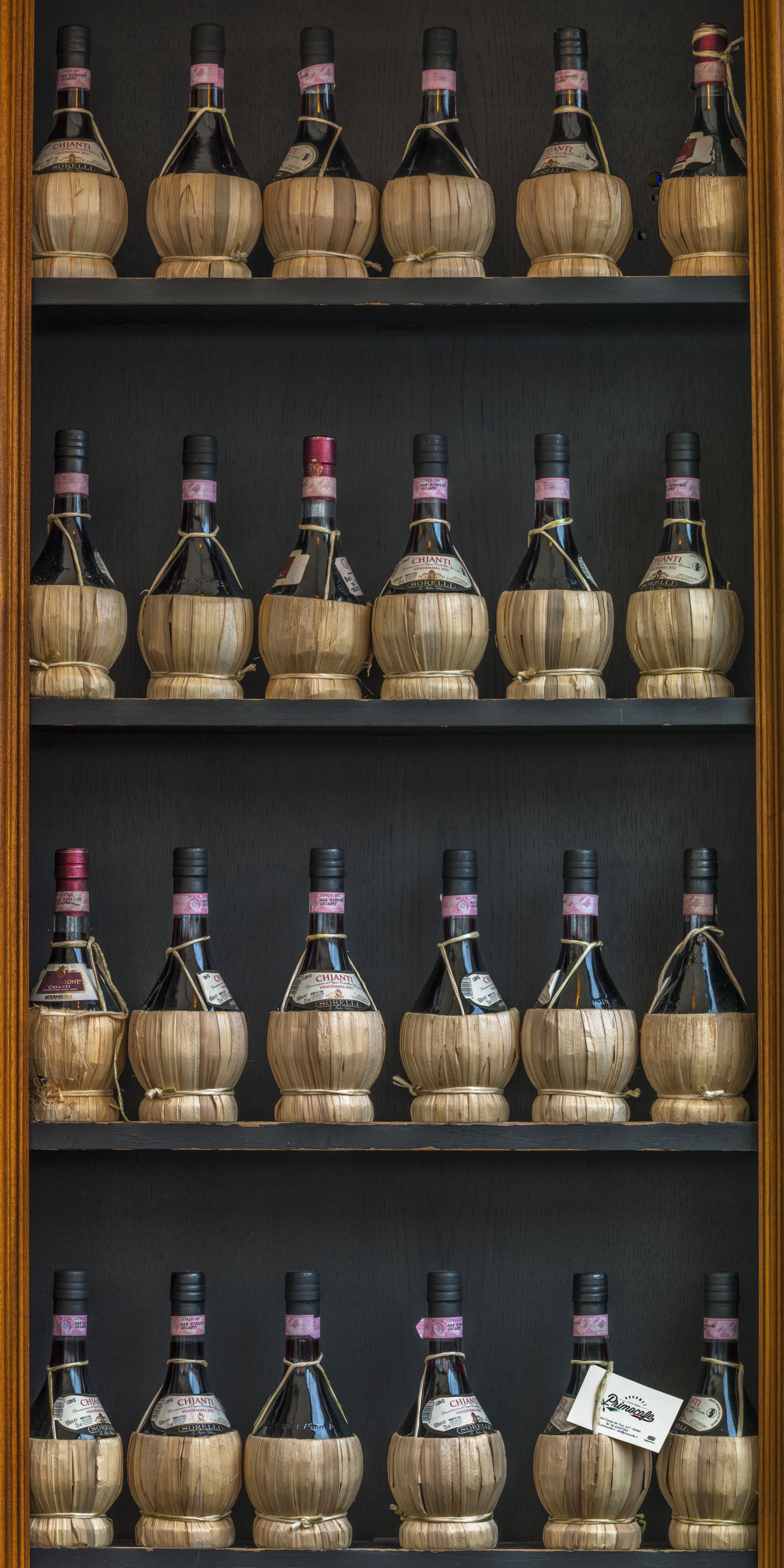 Tuscan Chianti Bottles in Straw Fiaschi Wall Mural