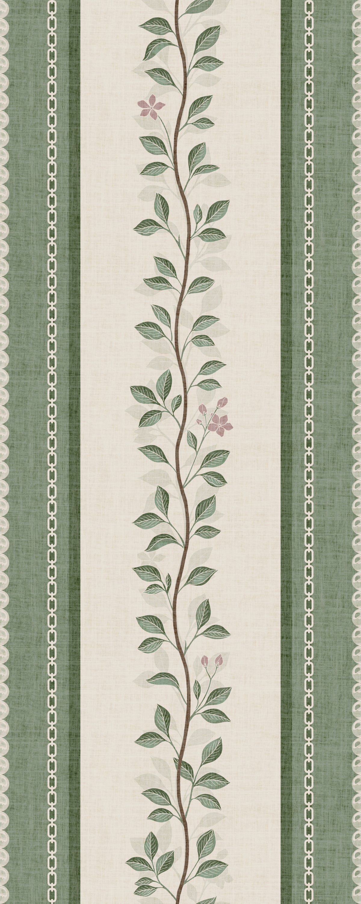 Winding Sage Vine Linen Stripe Wallpaper⁠ in your room