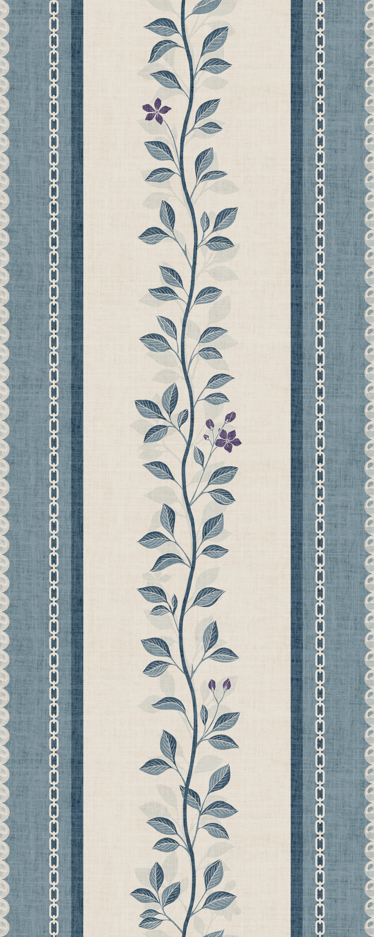 Coastal Slate Blue Vine Stripe Wallpaper⁠ in your room — zoomed