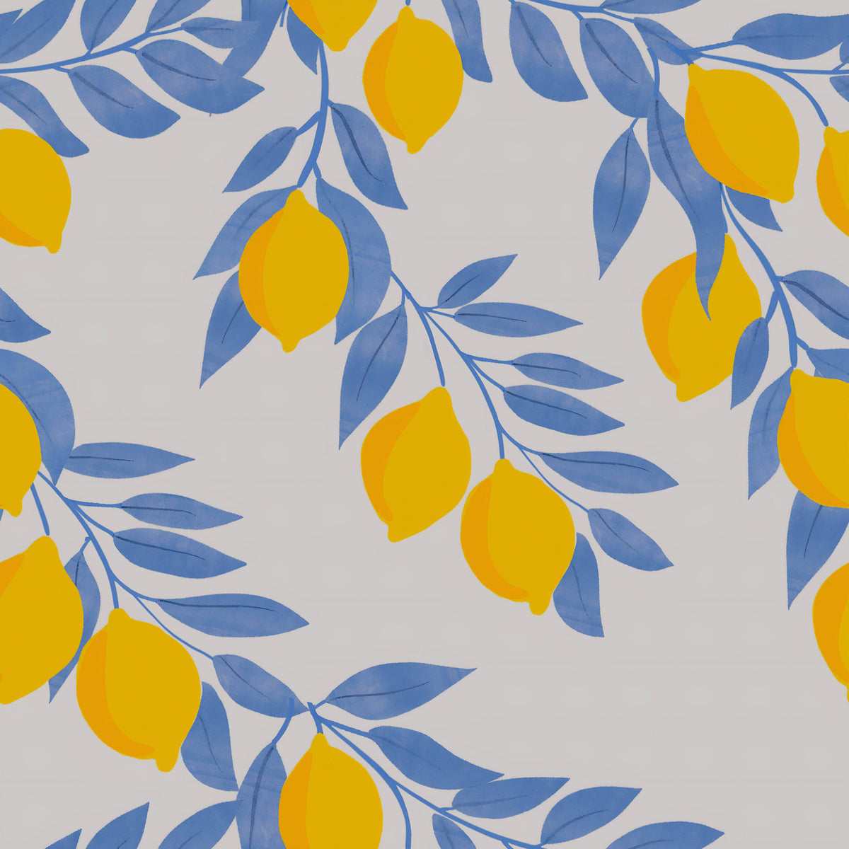Lemon Branches Blue Leaves Wallpaper⁠ in your room — zoomed