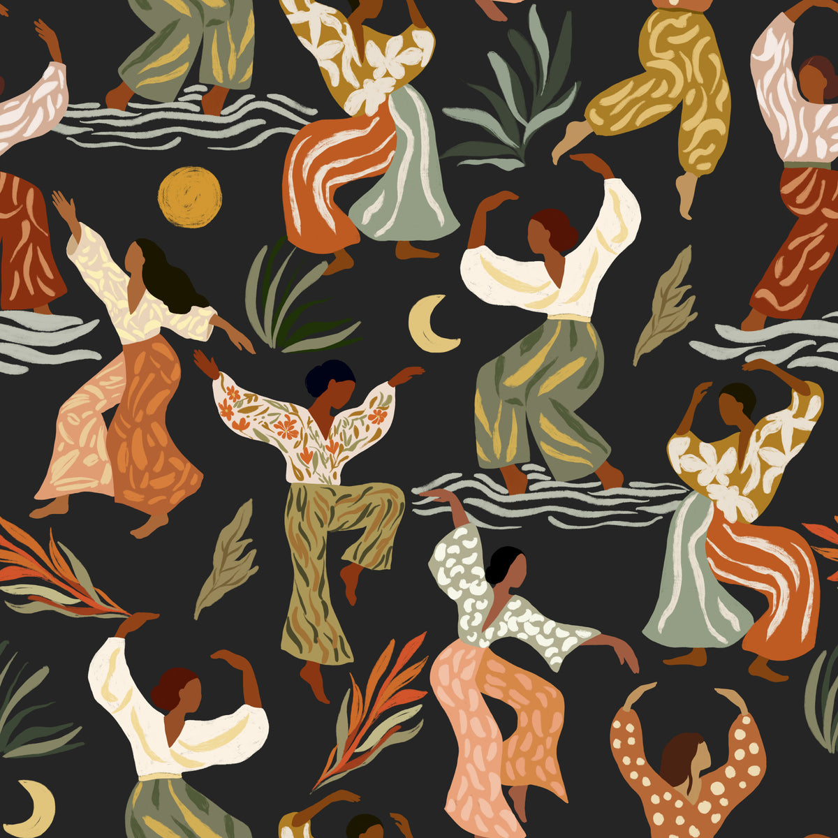 Bohemian Rhythms and Celestial Dance Wallpaper⁠ in your room — zoomed