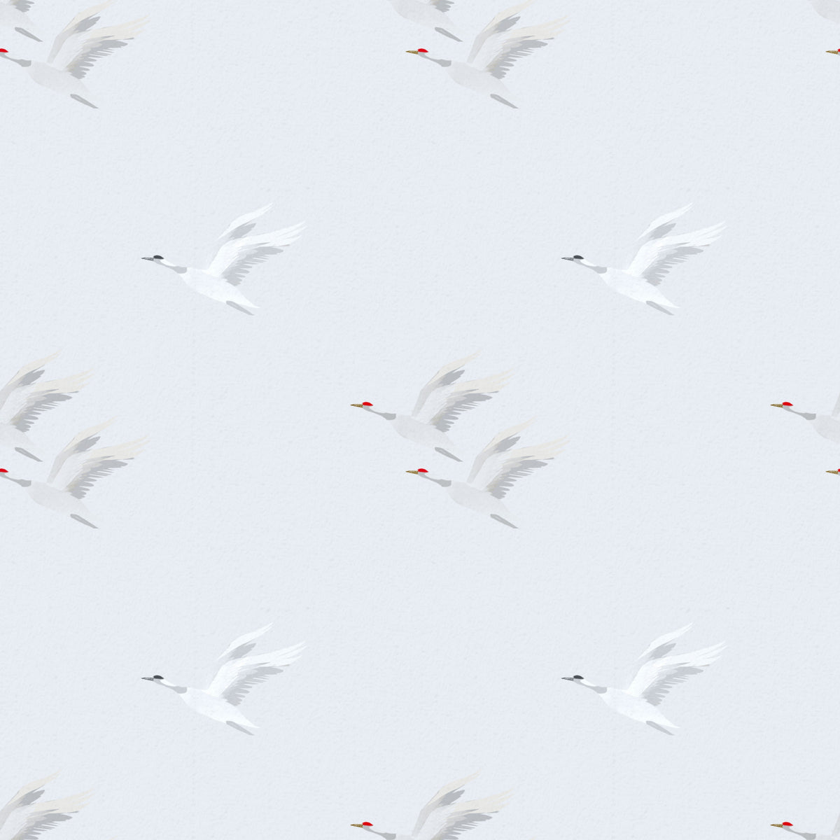 Serene Japanese Crane Flight Wallpaper⁠ in your room — zoomed