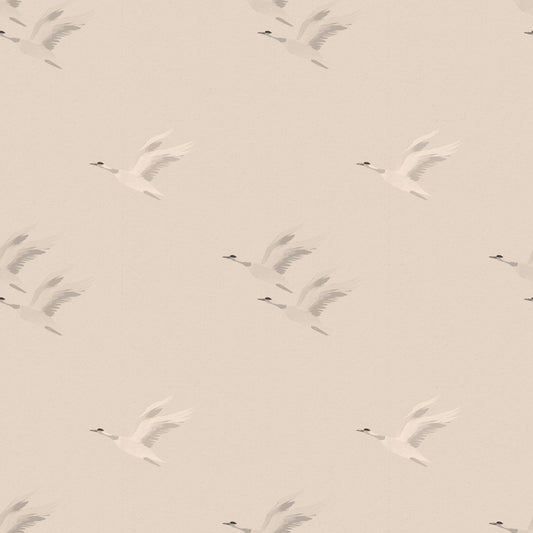 Serene Winged Flight Soft Ochre Pattern Wallpaper⁠