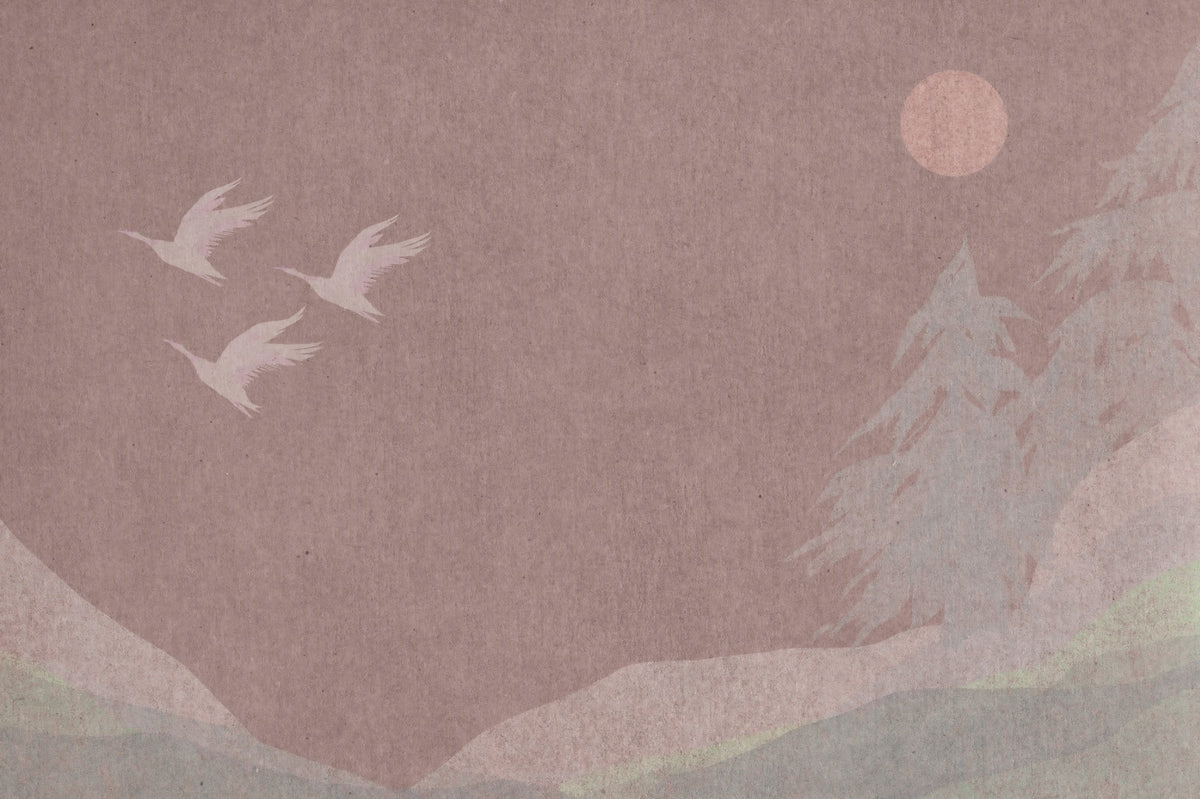 Minimalist Japanese Cranes in Blush Mauve Wall Mural in your room