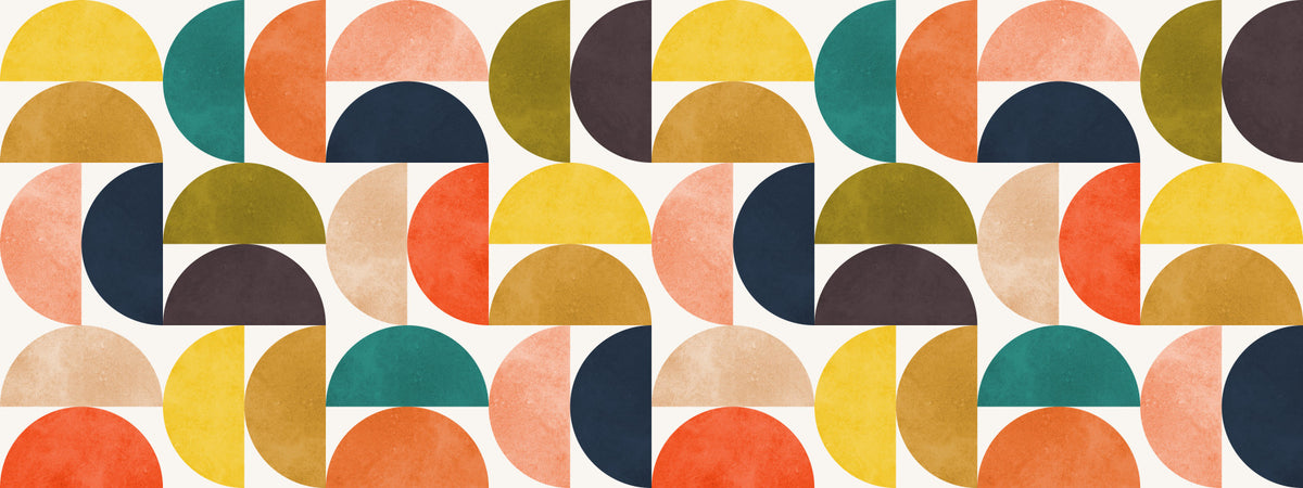 Mid Century Modern Arc Abstract Shapes Wall Mural in your room — zoomed