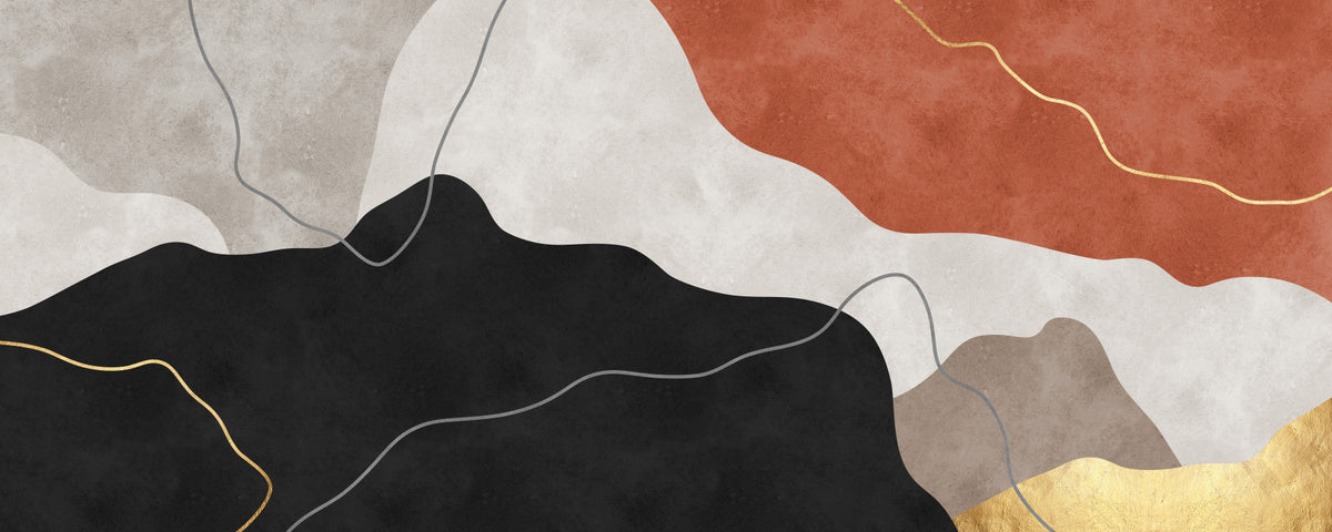 Terracotta and Charcoal Abstract Hills Wall Mural in your room