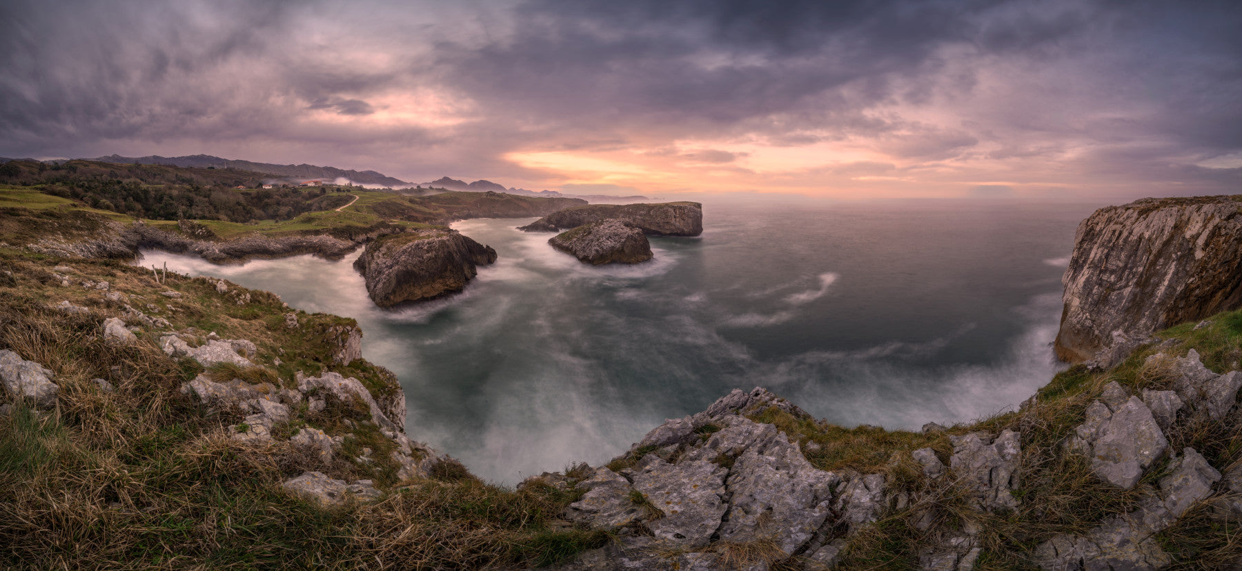 Sunset Coastal Cliffs Panorama Wall Mural