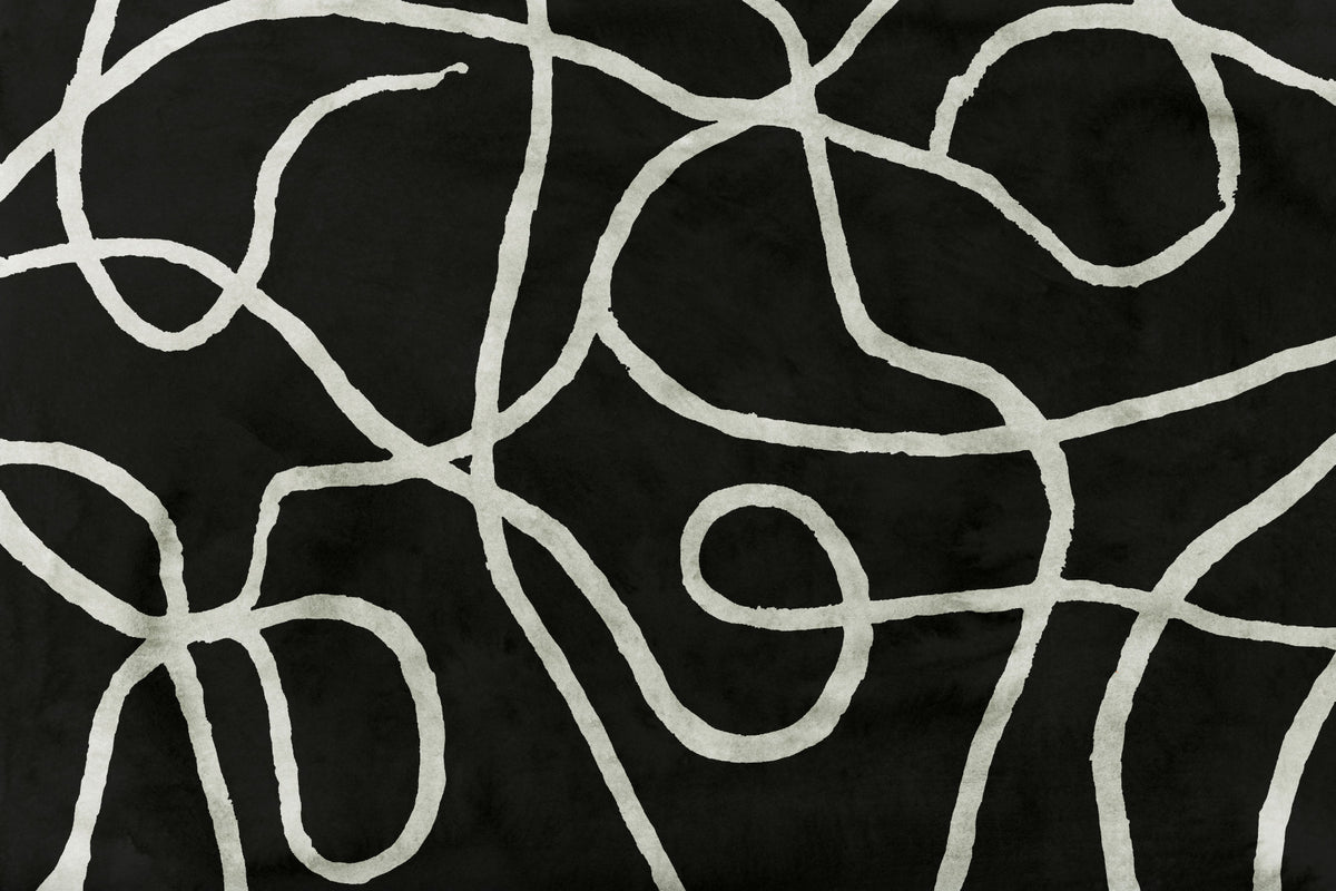 Minimalist Organic Ink Lines on Charcoal Wall Mural in your room
