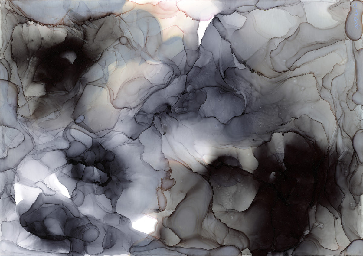 Flowing Obsidian and Blush Mist Wall Mural in your room