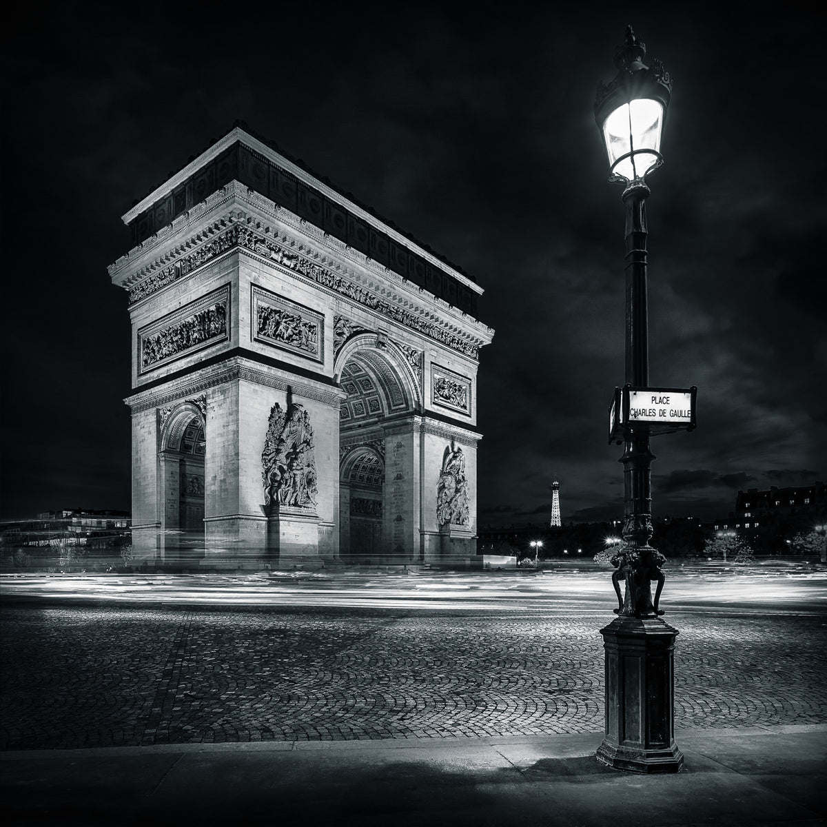 Midnight Paris Archways and Light Trails Wall Mural in your room
