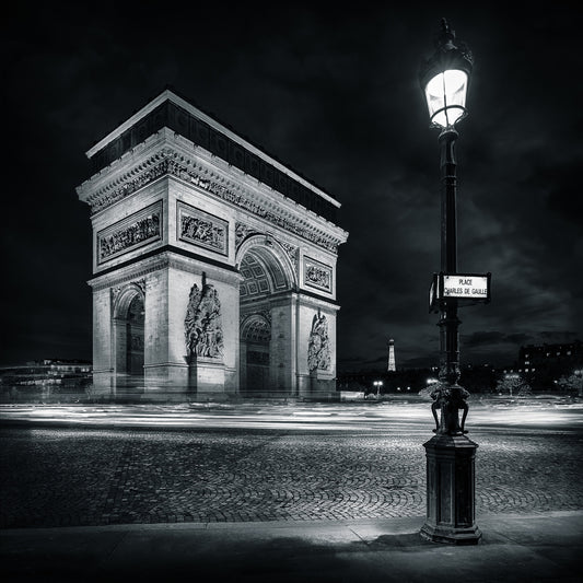Midnight Paris Archways and Light Trails Wall Mural