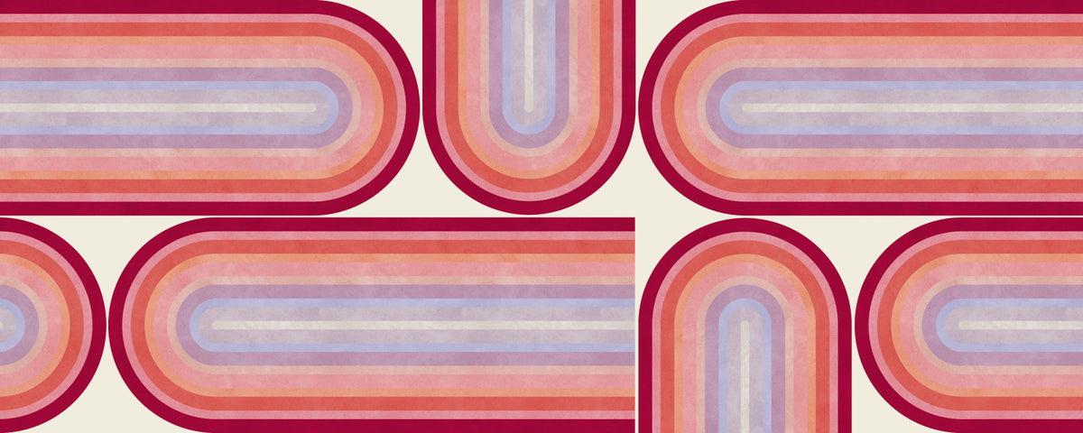 Mid Century Modern Groovy Curves Wall Mural in your room — zoomed