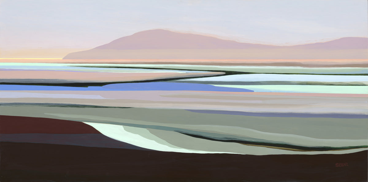 Muted Coastal Hills Abstract Wall Mural in your room