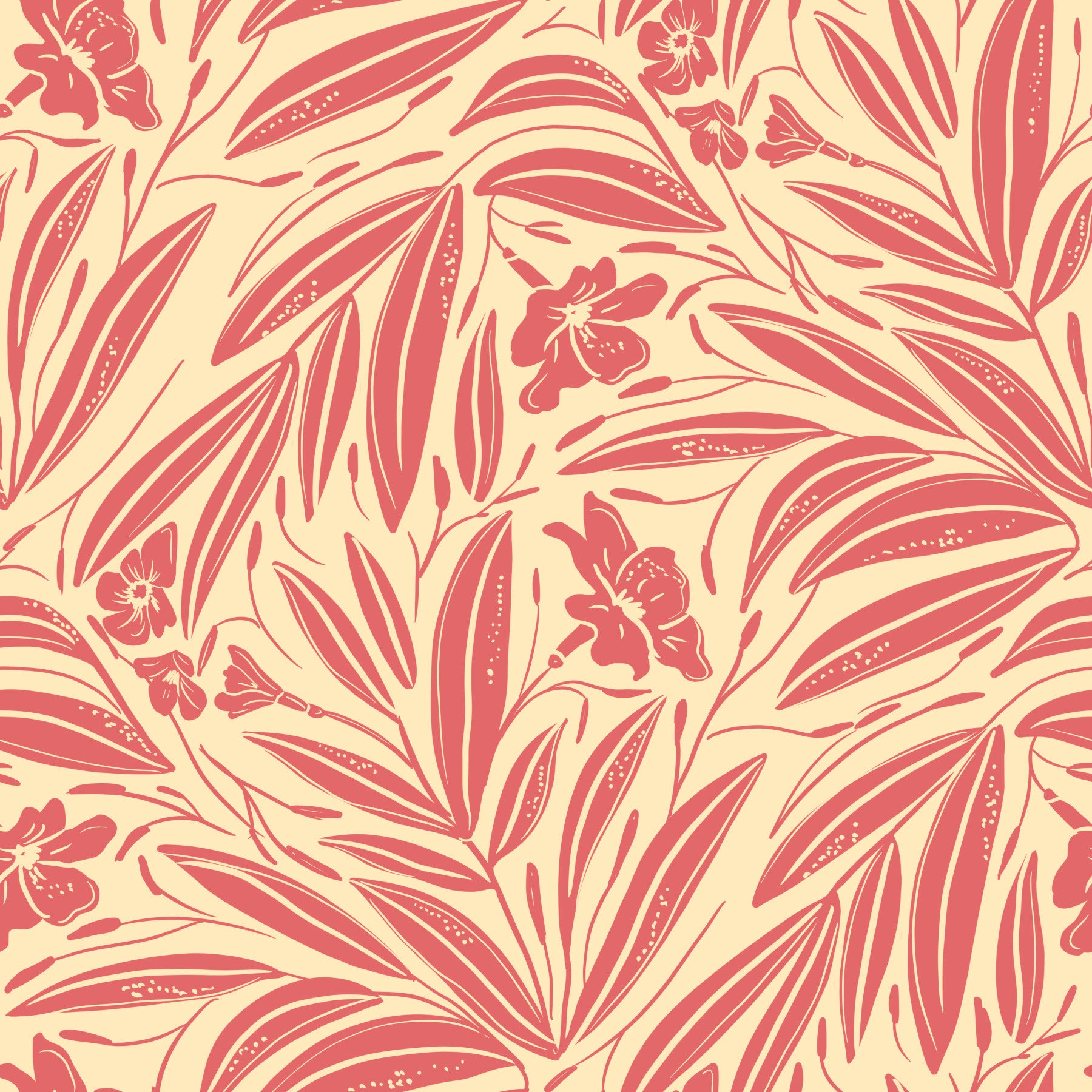 Coral Bloom Botanical Illustration Wallpaper⁠