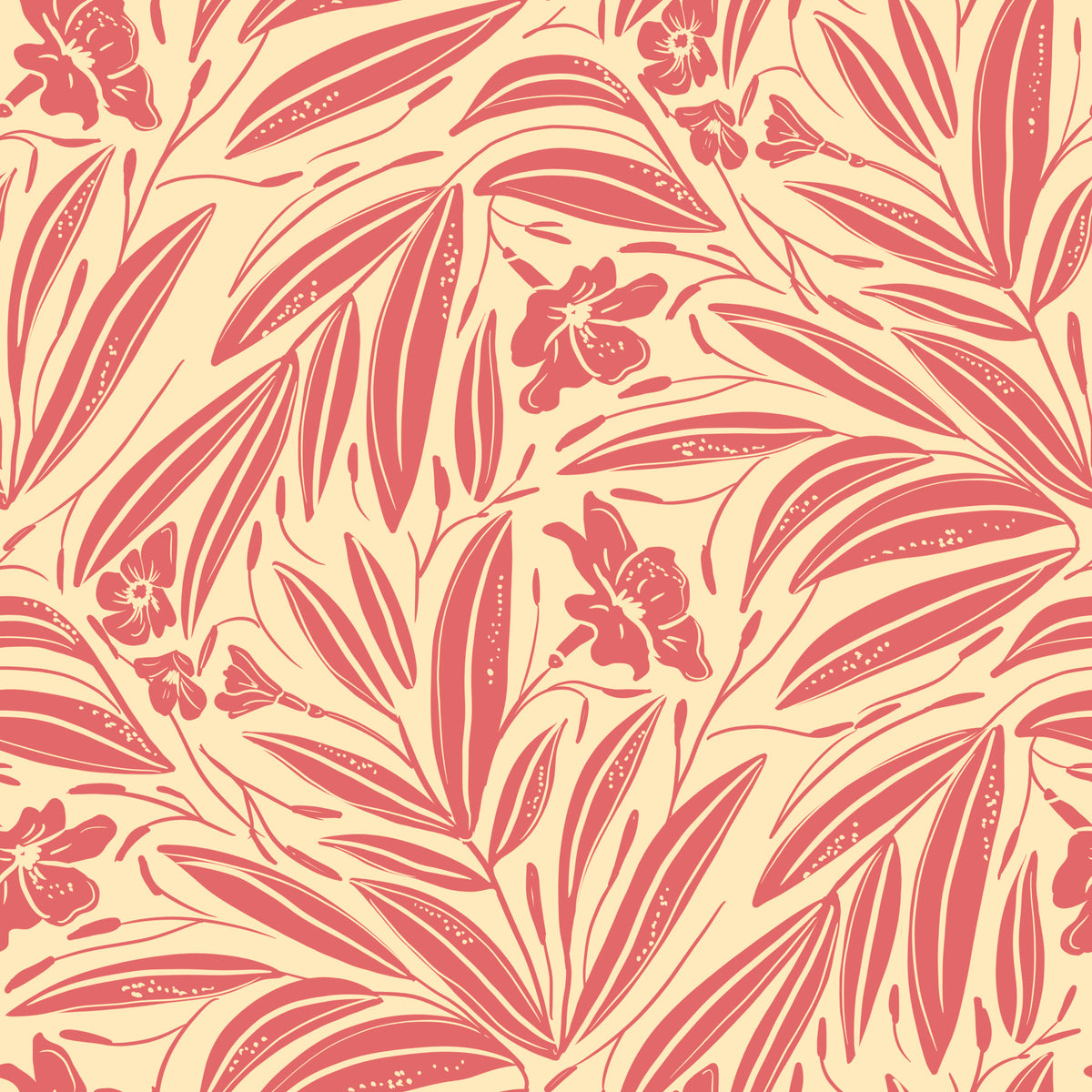 Coral Bloom Botanical Illustration Wallpaper⁠ in your room — zoomed