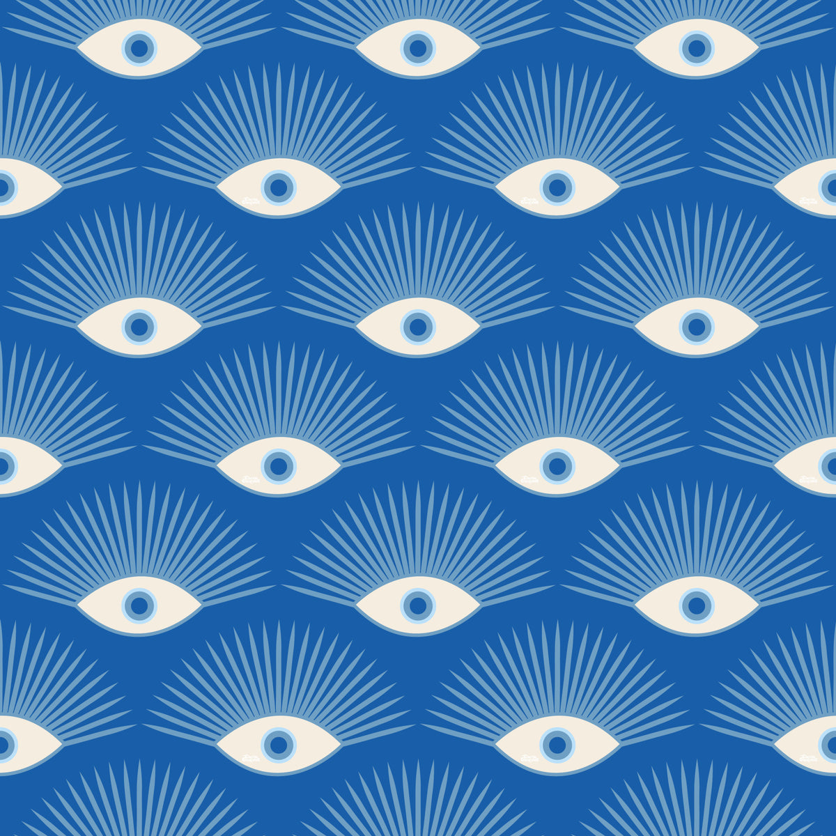 Stylized Eyelash Motif in Cobalt Blue Wallpaper⁠ in your room