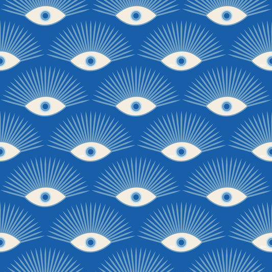 Stylized Eyelash Motif in Cobalt Blue Wallpaper⁠
