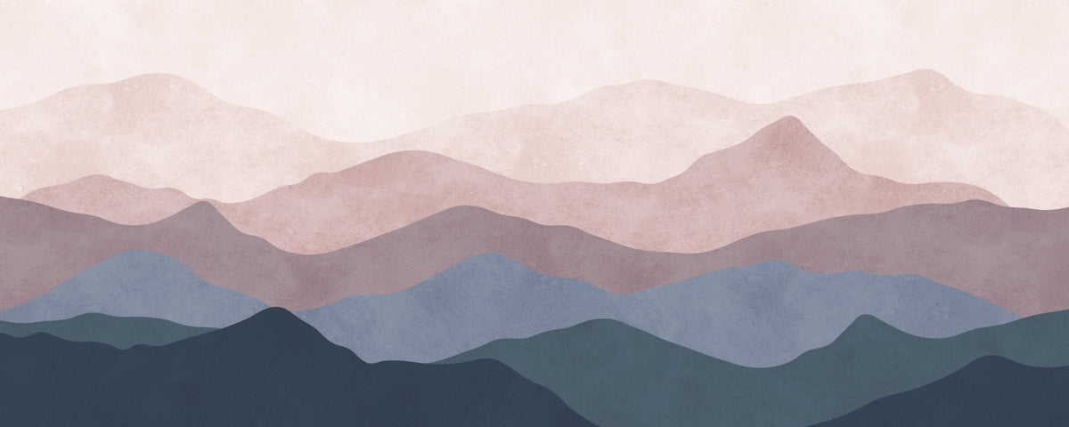 Soft Watercolor Mountain Range Wall Mural in your room — zoomed