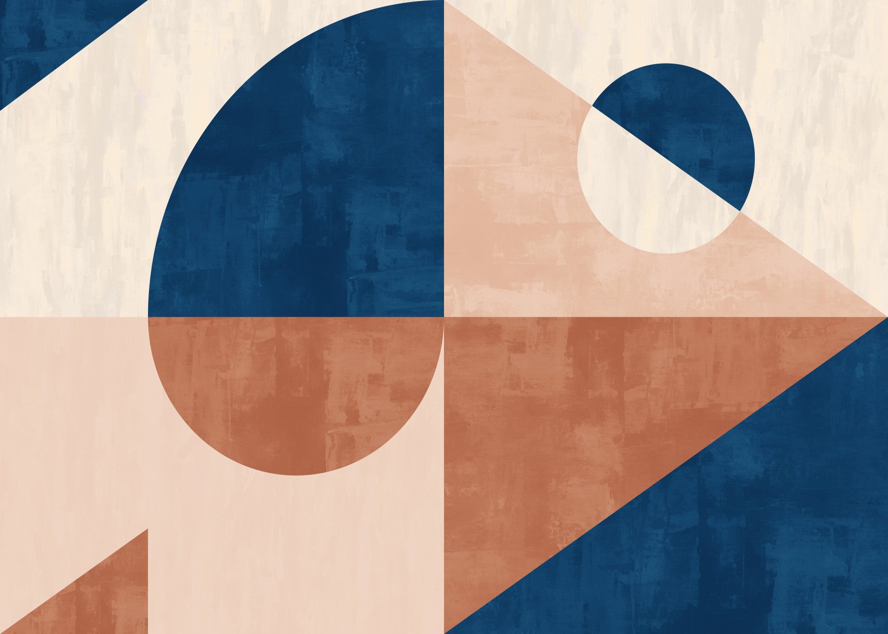 Mid-Century Abstract Geometric Shapes Wall Mural