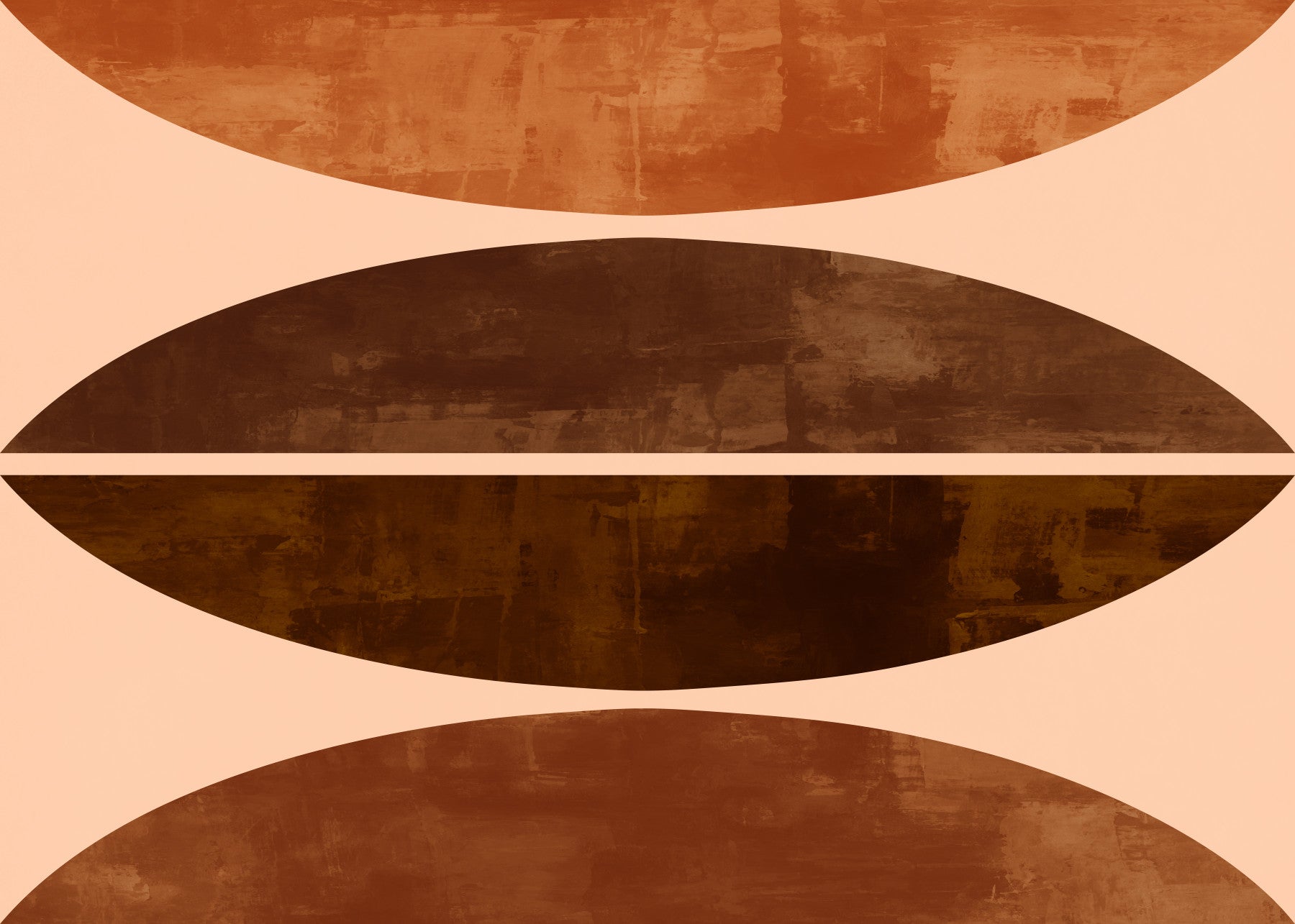 Burnt Sienna Curves Mid-Century Style Wall Mural