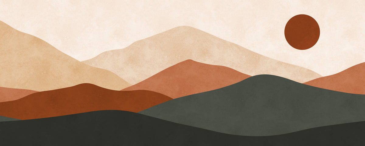 Minimalist Terracotta Mountain Horizon Wall Mural in your room — zoomed