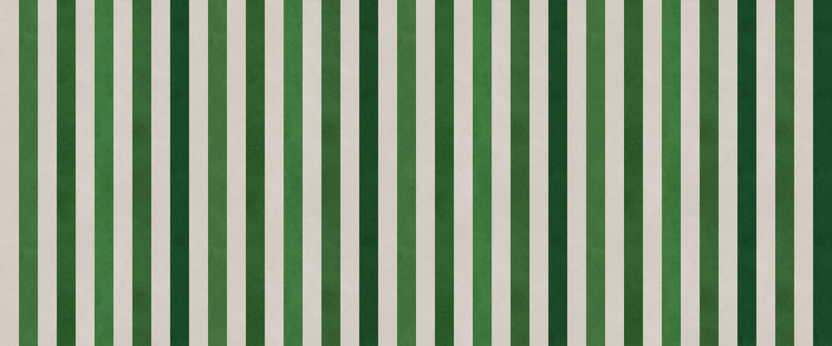 Emerald and Cream Vertical Stripes Wall Mural in your room — zoomed