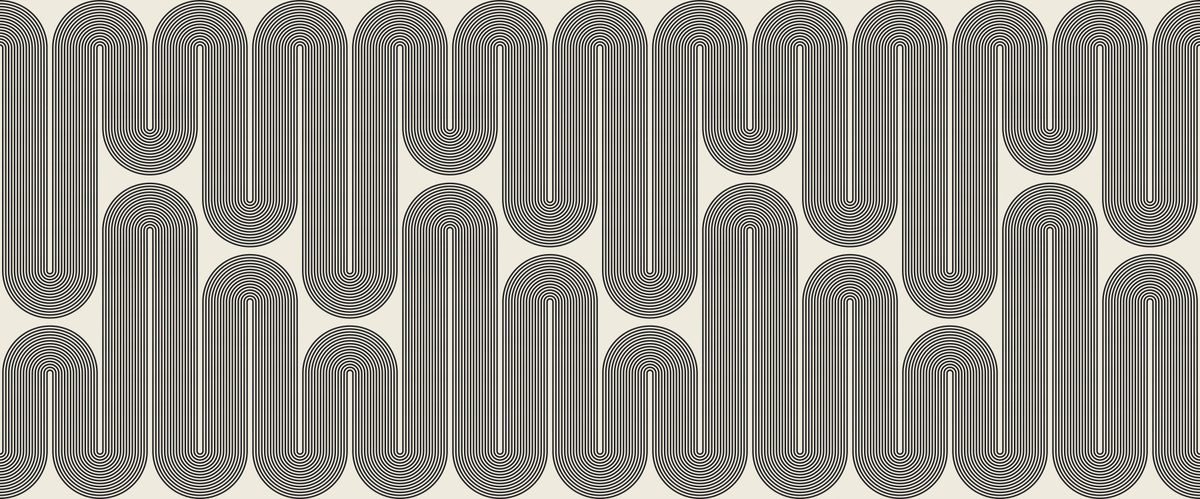 Monochromatic Geometric Waves Wall Mural in your room — zoomed
